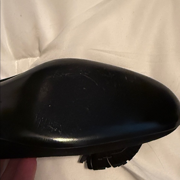 Salvatore Ferragamo Black Suede with Gold detail Heels 8.5 AA - Picture 8 of 10